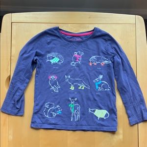 Mini Boden Girls Purple Animal Long-Sleeved Shirt